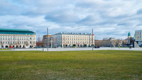 波兰华沙 2019年1月3日 毕苏斯基广场的景观 驻军建筑 — 图库照片
