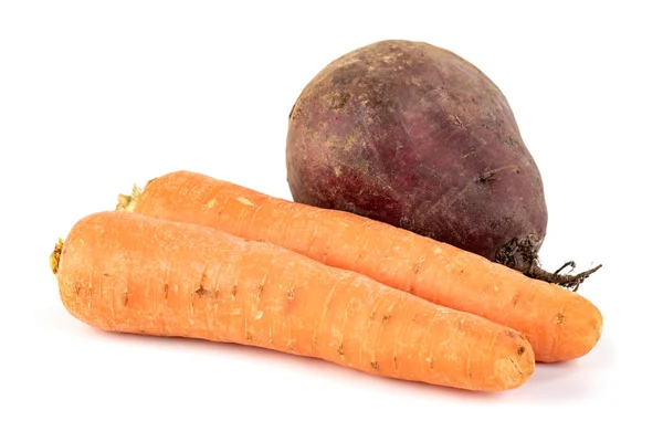 甜菜和胡萝卜 白色背景 蔬菜分离 — 图库照片