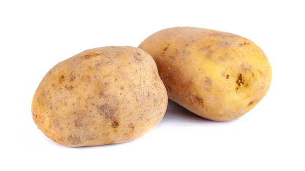 Jovens Batatas Frescas Isoladas Fundo Branco Vegetal — Fotografia de Stock