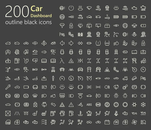 Car dashboard outline iconset — Stock Vector