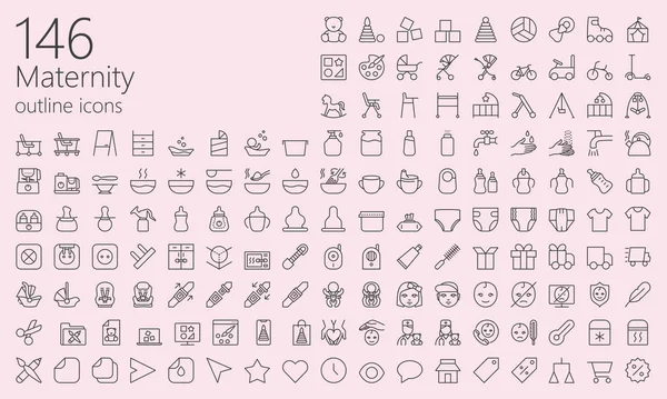 Maternity outline iconset — Stock Vector