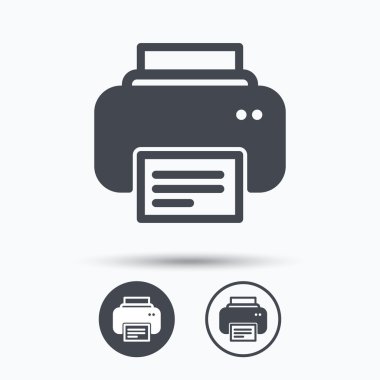 Yazıcı simgesi. Baskı teknolojisi işareti Makaleler.