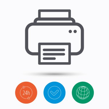 Yazıcı simgesi. Baskı teknolojisi işareti Makaleler.