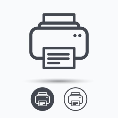 Yazıcı simgesi. Baskı teknolojisi işareti Makaleler.