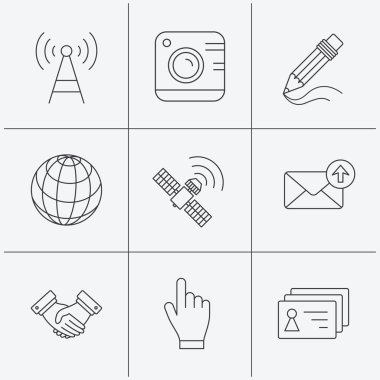 El sıkışma, kişiler ve gps uydu simgeleri.