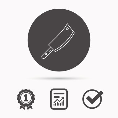 Kasap bıçağı simgesi. Mutfak Şef aracı işareti.