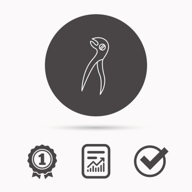 Diş pense simgesi. Dişçi forseps aracı.