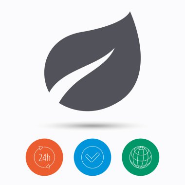 Yaprak simgesi. Taze organik ürün işareti.