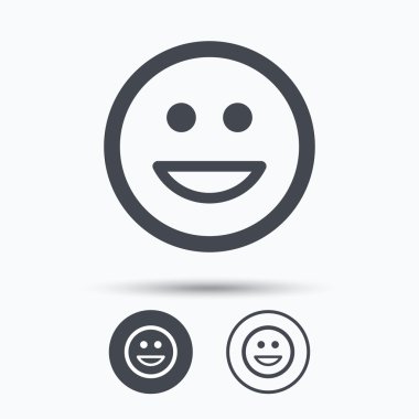 Mutlu gülümseme simgesi. Smiley kahkaha ifade işareti.