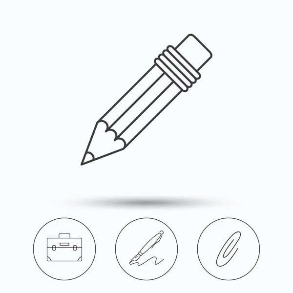 Briefcase, blyant og sikkerhedsnål ikoner . – Stock-vektor