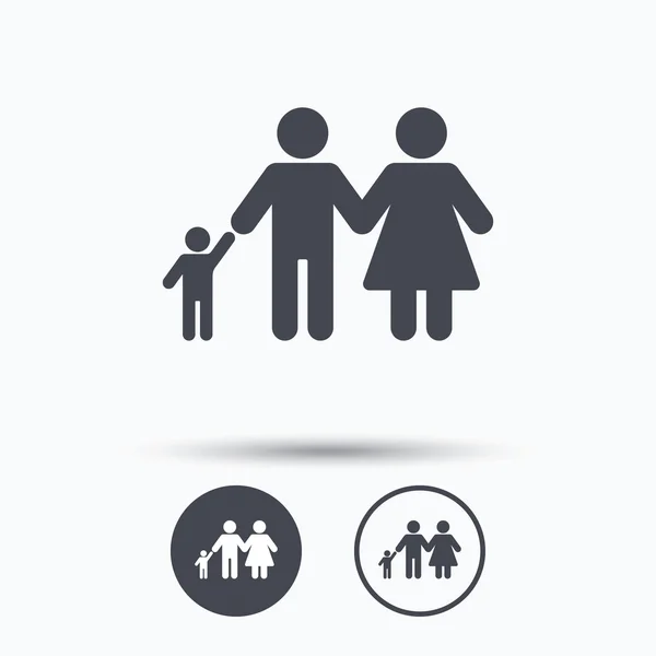 Икона семьи. Отец, мать и ребенок знак . — стоковый вектор
