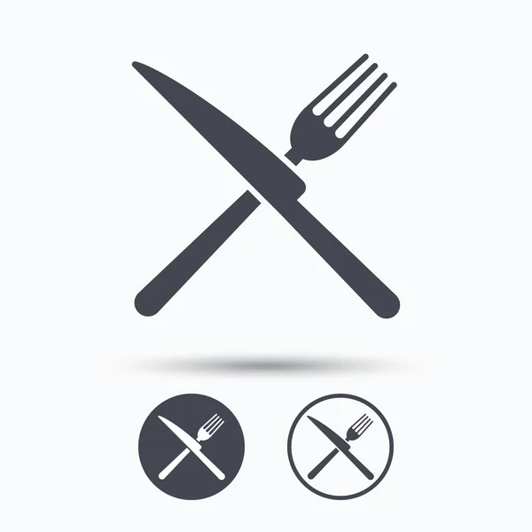 Fork and knife icons. Cutlery sign. — Stock Vector