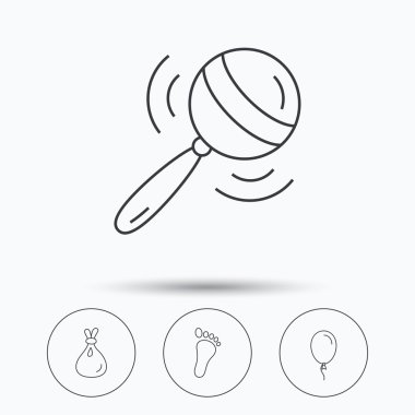 Oyuncak, ayak izi ve hava balon simgeleri çıngırak.