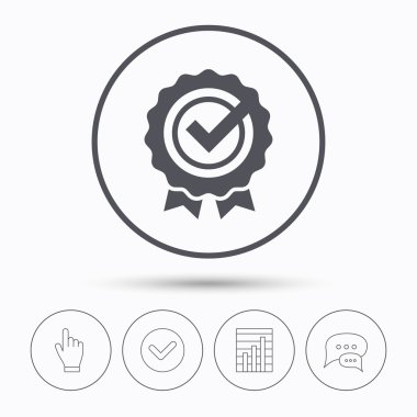 Ödül madalya simgesi. Onay işareti ile kazanan amblemi.