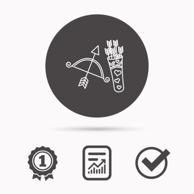 Amour ok ve yay simgesi. Sevgililer silah işareti.