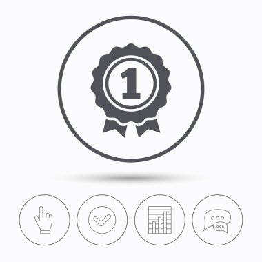 Ödül madalya simgesi. Kazanan amblemi işareti.