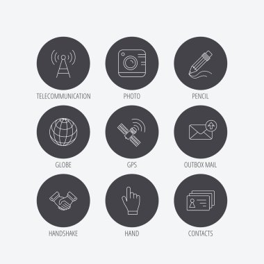 El sıkışma, kişiler ve gps uydu simgeleri.