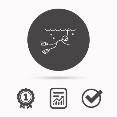 Dalış simgesi. Sualtı tüp işaretiyle Yüzme.