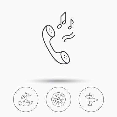 Telefon, genel ağ ve yön simgesi.