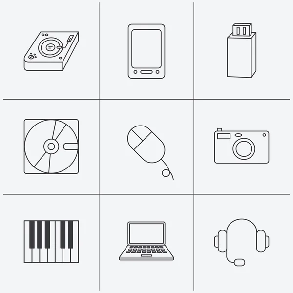 Tablette PC, flash USB et portable portable icônes . — Image vectorielle