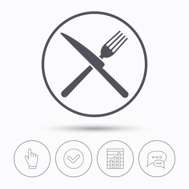 Çatal ve bıçak simgeler. Çatal bıçak takımı işareti.