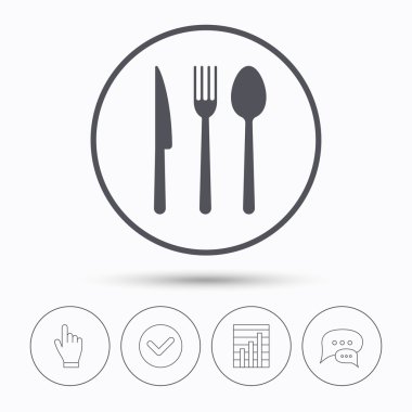 Çatal, bıçak ve kaşık simgeler. Çatal bıçak takımı işareti.