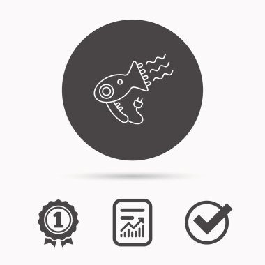 Saç kurutma makinesi simgesi. Elektronik blowdryer işareti.