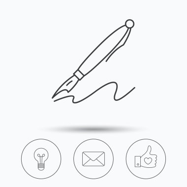 Posta, kalp ve ampul simgeler.