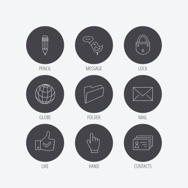 Kalem, el ve dünya küre simge basın.