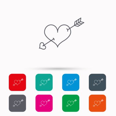 Aşk kalp simgesi. Amour ok işareti.