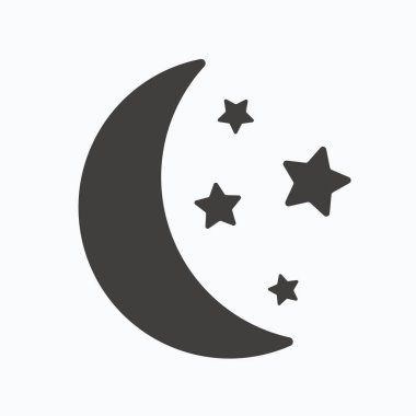 Ay ve yıldız simgesi. Gece uyku işareti.
