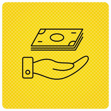 Para simge kaydetmek. El nakit işareti ile.