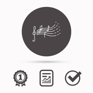 Çocuklar kutsal kişilerin resmi için şarkılar. Müzik notaları, melodi işareti.