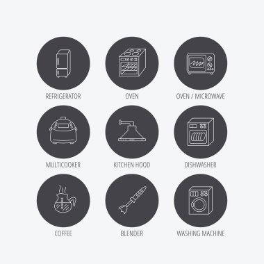 Mikrodalga fırın, çamaşır makinesi ve blender.