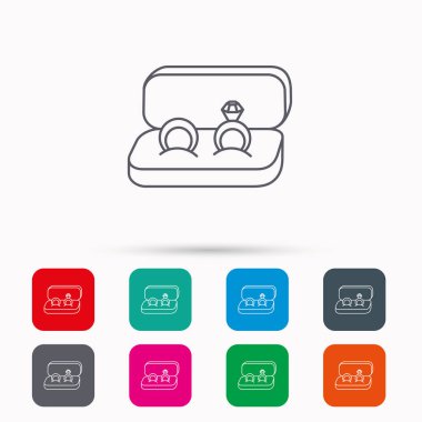 Alyans simgesi. Takı ile elmas işaret.