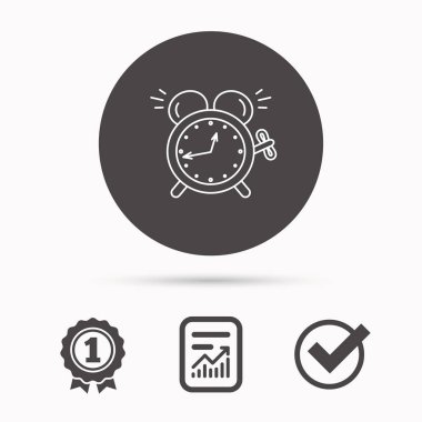 Çalar saat simgesi. Mekanik retro saat işareti.