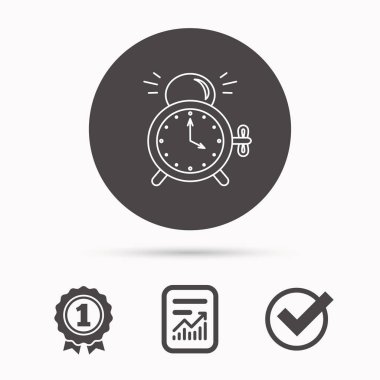 Çalar saat simgesi. Mekanik retro saat işareti.