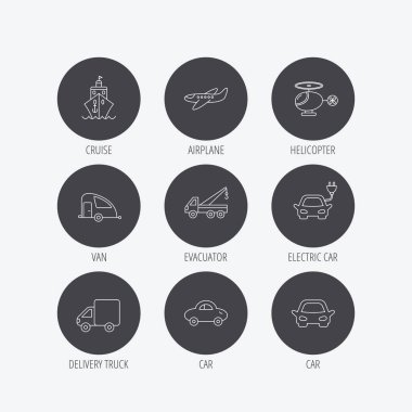 Ulaşım simgeler. Araba, gemi ve kamyon işaretleri.