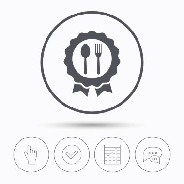 Ödül madalya simgesi. Gıda kazanan amblemi işareti.