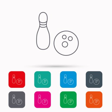 Bowling simgesi. Skittle veya PIN topu işareti ile.