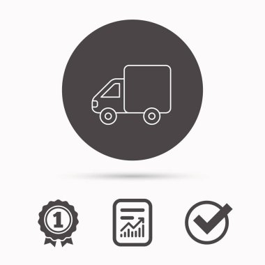 Teslimat kamyonu simgesi. Ulaşım araba işareti.