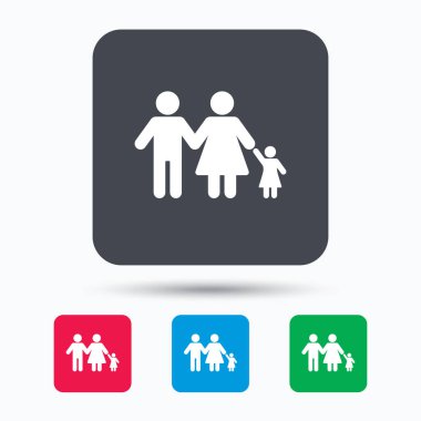 Aile simgesi. Baba, anne ve çocuk işareti.