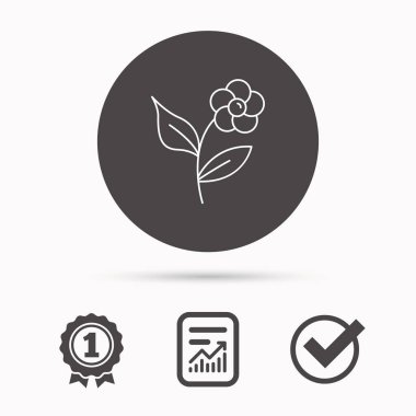 Yaprakları simgesiyle çiçek. Bitki ve yaprakları işaret.
