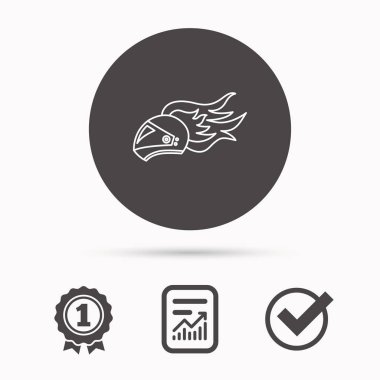 Yangın simgesi kask. Motosiklet spor işareti.