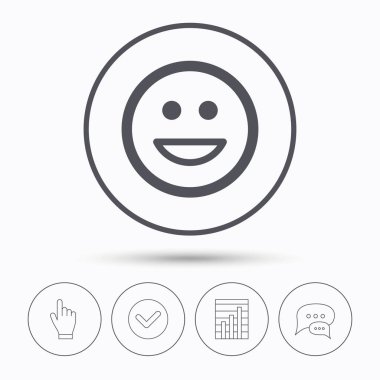 Mutlu gülümseme simgesi. Smiley kahkaha ifade işareti.