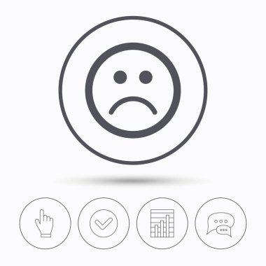 Üzgün smiley simgesi. Kötü geribildirim işareti.