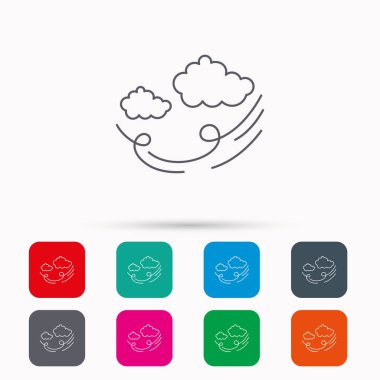 Rüzgar simgesi. Fırtına işaretiyle bulut.