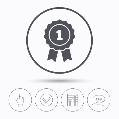 Kazanan madalya simgesi. Ödülü amblemi işareti.