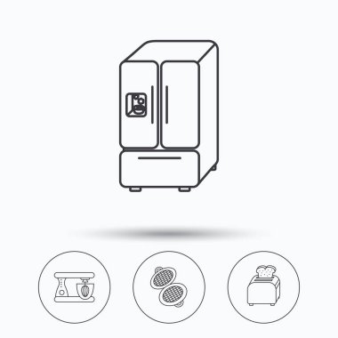 Amerikan tarzı buzdolabı, ekmek kızartma makinesi ve Mikser simgeler.