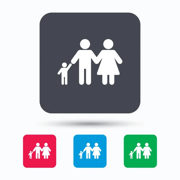 家庭的图标。父亲、 母亲和孩子的标志. — 图库矢量图片